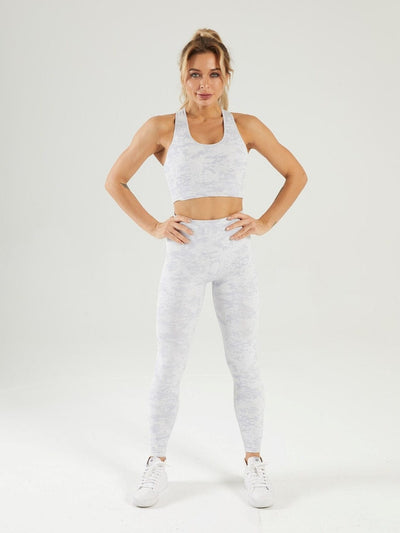 Ensemble Sport Legging et Soutien-Gorge Camouflage Leggings Ultime Legging : Legging Femme | Vêtements de Sport S Blanc 