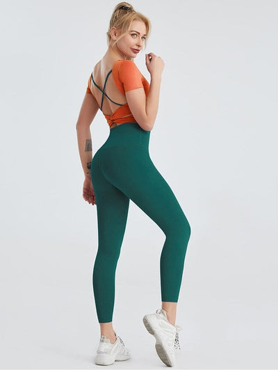 Ensemble Sport Legging T-shirt Manches Courtes Ensemble Sport Ultime Legging S Vert/Orange 