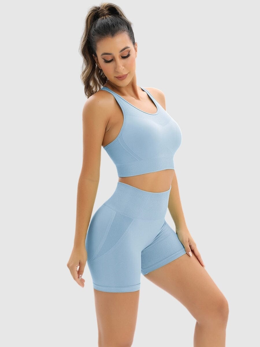 Ensemble Sport Push Up, Short et Brassière L / Bleu