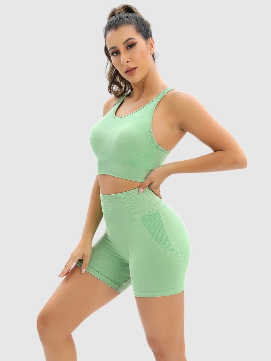 Ensemble Sport Push Up, Short et Brassière Ensemble Sport Ultime Legging : Legging Femme | Vêtements de Sport S Vert 