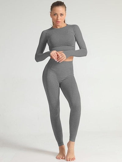 Ensemble Sport Sans Couture Ensemble Sport Ultime Legging : Legging Femme | Vêtements de Sport S Gris foncé 