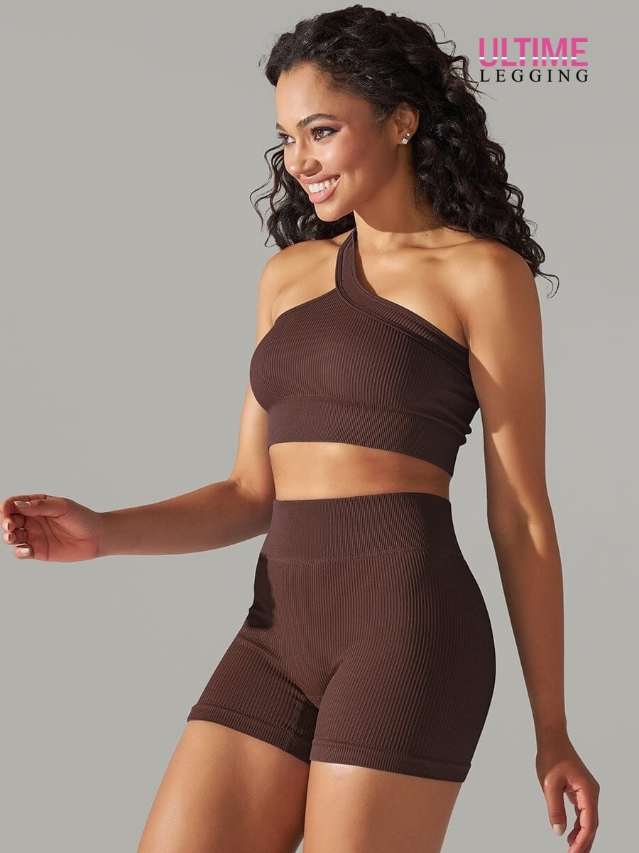 Ensemble Sport - Short et Soutien-Gorge Une Bretelle- Ultime-Legging Ensemble Sport Ultime Legging S Marron 