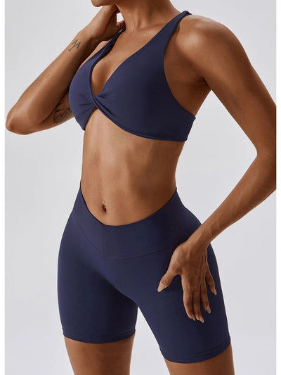 Ensemble Sport Short Sculptant et Soutien-Gorge Ultime-Legging S Bleu royal 