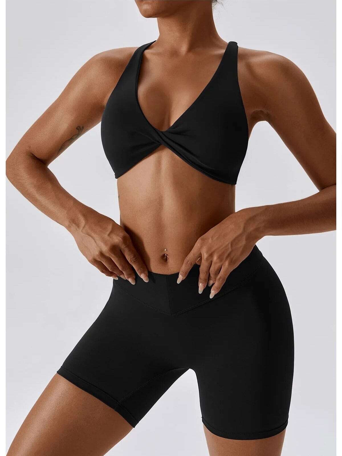 Ensemble Sport Short Sculptant et Soutien-Gorge Ultime-Legging S Noir 