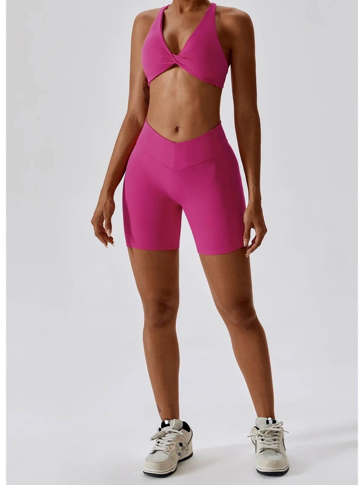 Ensemble Sport Short Sculptant et Soutien-Gorge Ultime-Legging S Rose 