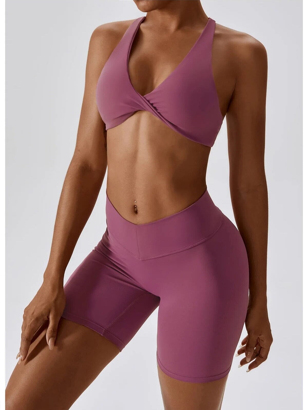 Ensemble Sport Short Sculptant et Soutien-Gorge Ultime-Legging S Violet 