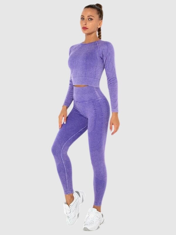 Ensemble Sport Teinté Délavé Ensemble Sport Ultime Legging : Legging Femme | Vêtements de Sport S Violet 