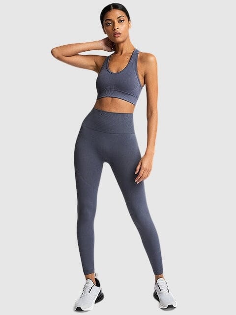 Ensemble Sport Tendance, Legging et Soutien-Gorge Ensemble Sport Ultime Legging : Legging Femme | Vêtements de Sport S Gris 