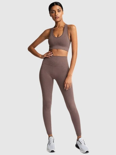 Ensemble Sport Tendance, Legging et Soutien-Gorge Ensemble Sport Ultime Legging : Legging Femme | Vêtements de Sport S Marron 