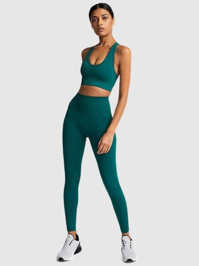 Ensemble Sport Tendance, Legging et Soutien-Gorge Ensemble Sport Ultime Legging : Legging Femme | Vêtements de Sport S Vert 