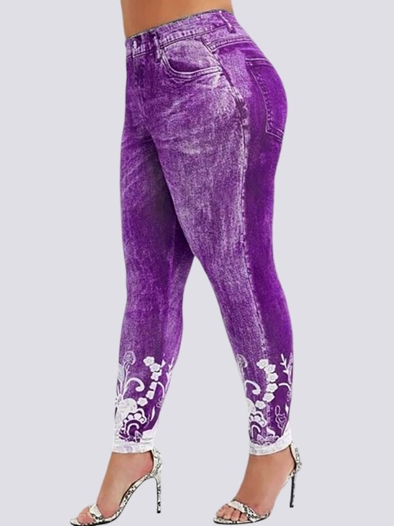 Jegging Grande Taille - Taille Haute Jeggings Ultime Legging L Violet 