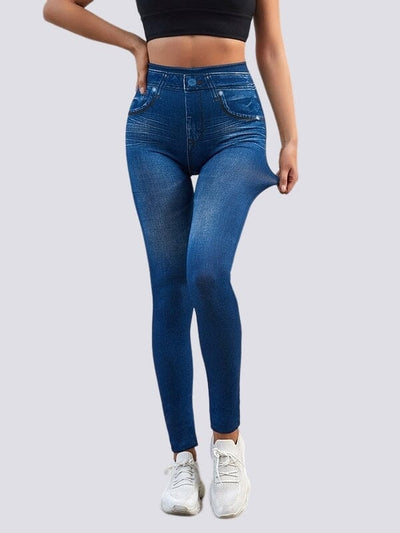 Jegging Taille Haute Amincissant Jeggings Ultime Legging S Bleu 