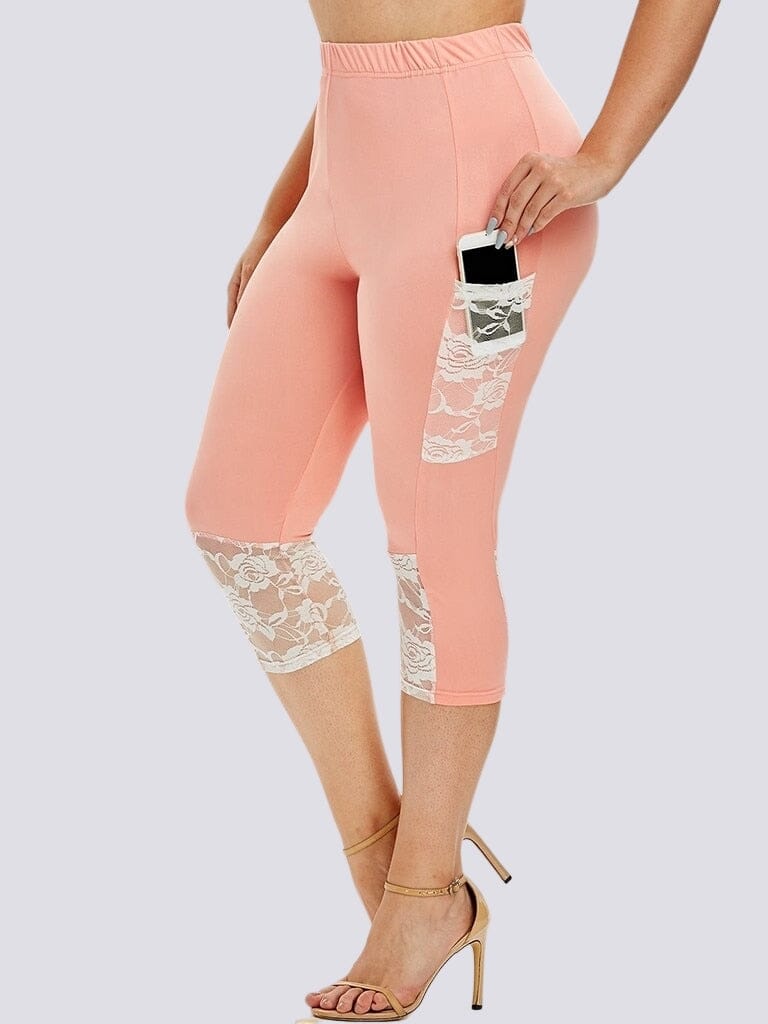 Legging Court Grande Taille (Poche) Leggings Ultime Legging L Rose 