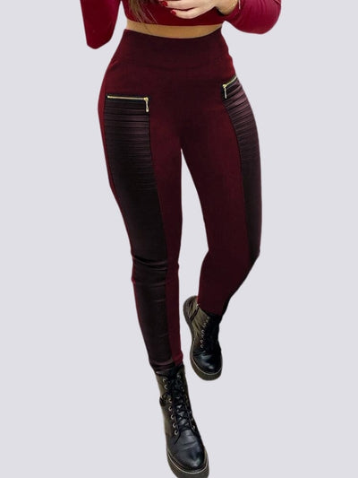 Legging Effet Cuir Taille Haute Leggings Ultime Legging S Bordeaux 