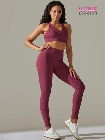 Legging et Soutien-Gorge Côtelé (Ensemble Sport) - Ultime-Legging Ensemble Sport Ultime Legging S Bordeaux 