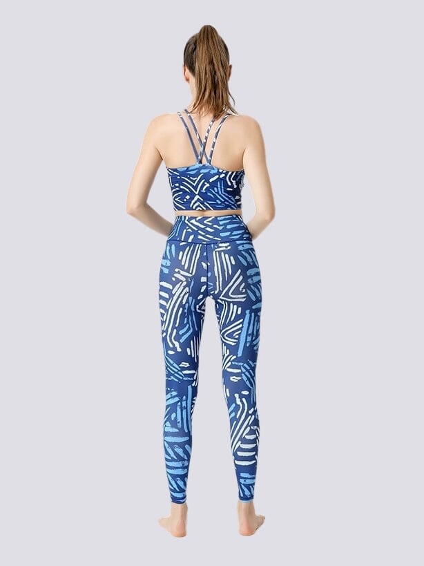 Legging Imprimé Bleu et Blanc - Sport Ultime-Legging 