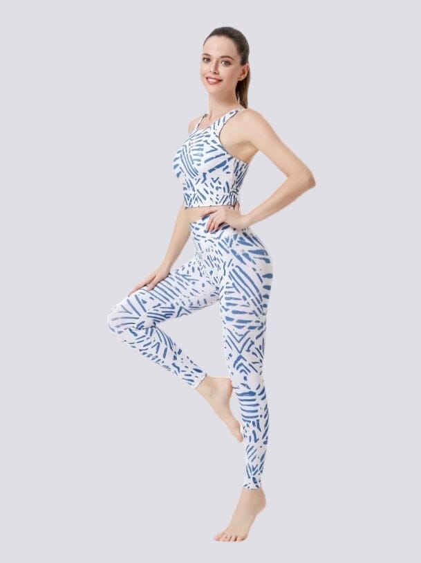 Legging Imprimé Bleu et Blanc - Sport Ultime-Legging 