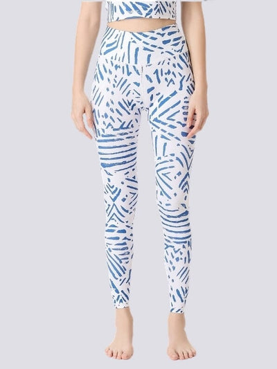 Legging Imprimé Bleu et Blanc - Sport Ultime-Legging S Blanc/Bleu 