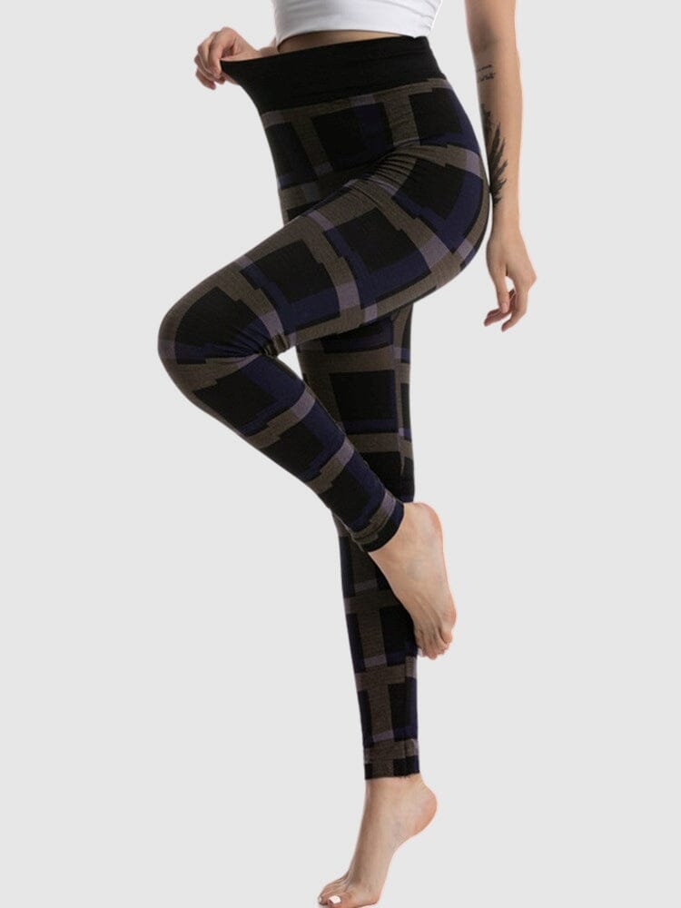 Legging Imprimé Carreaux Leggings Ultime Legging : Legging Femme | Vêtements de Sport S Bleu 