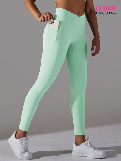 Legging femme de sport et yoga imprimé wax turquoise - Taille