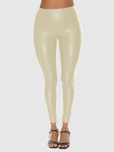 Legging Simili Cuir Beige Brillant Leggings Ultime Legging : Legging Femme | Vêtements de Sport 