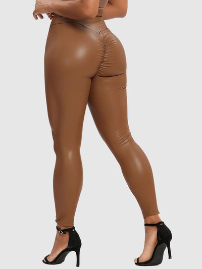 Legging Simili Cuir Galbant Push Up Leggings Ultime Legging S Marron 