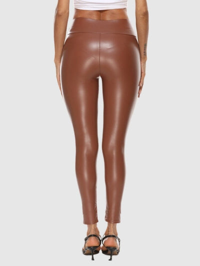 Legging Simili Cuir Marron Brillant Leggings Ultime Legging : Legging Femme | Vêtements de Sport 