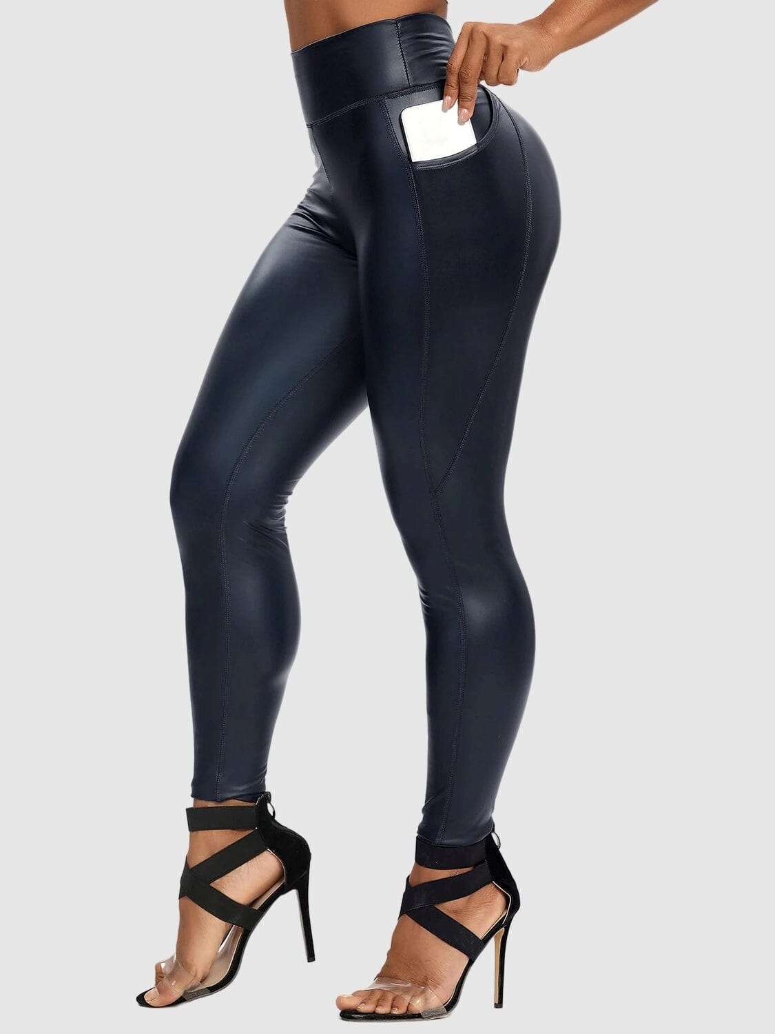 Legging Simili Cuir Poches Leggings Ultime Legging : Legging Femme | Vêtements de Sport S Bleu 