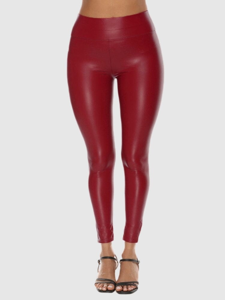 Legging Simili Cuir Rouge Brillant Leggings Ultime Legging : Legging Femme | Vêtements de Sport 