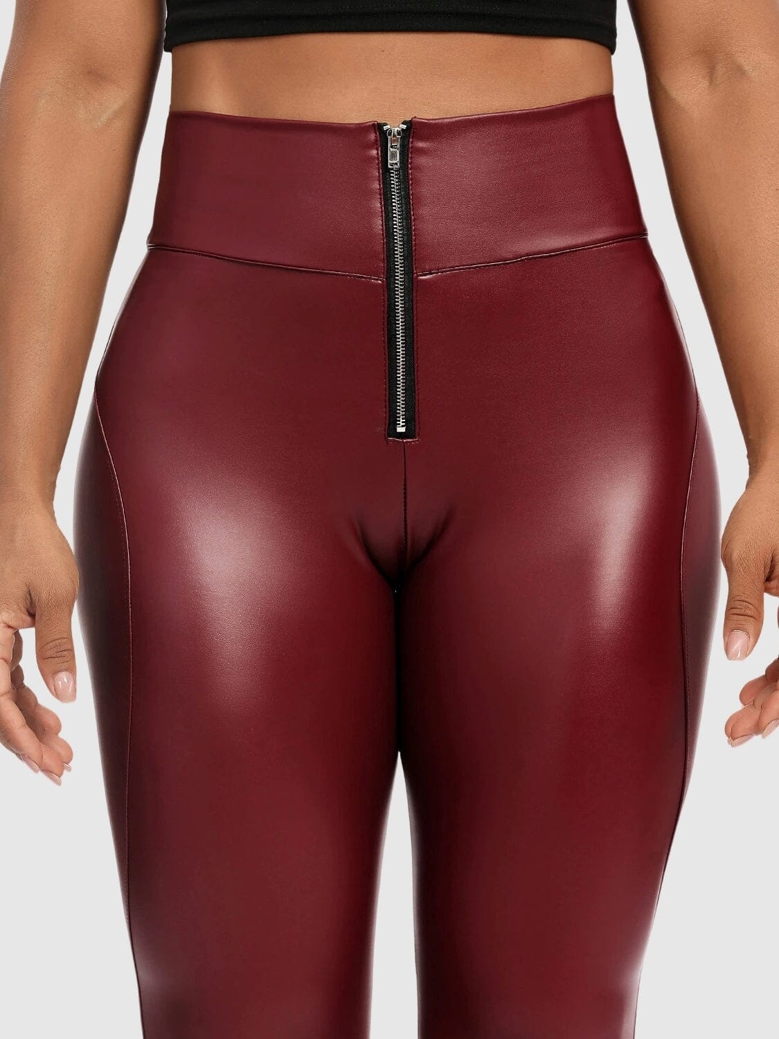 Legging Simili Cuir Taille Zippée Leggings Ultime Legging : Legging Femme | Vêtements de Sport 