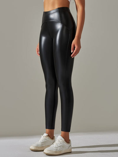 Legging Simili Cuir Ventre Plat Velours Leggings Ultime Legging 