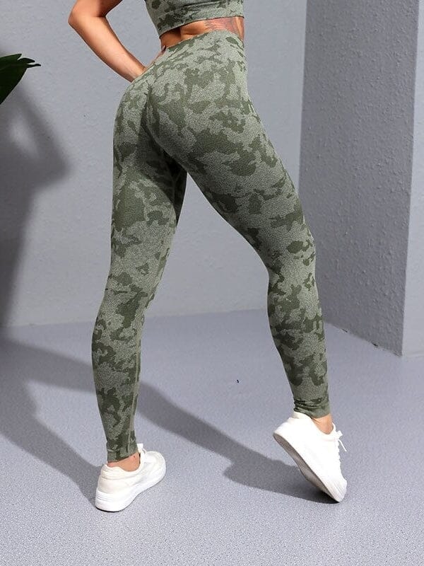 Legging Sport Camouflage Sans Couture Leggings Ultime Legging : Legging Femme | Vêtements de Sport S Kaki 