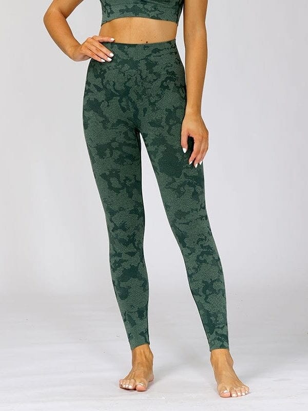 Legging Sport Camouflage Sans Couture Leggings Ultime Legging : Legging Femme | Vêtements de Sport S Vert 