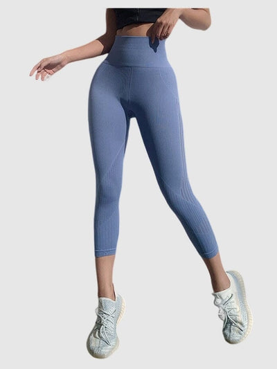 Legging Sport Capri Sans Couture Taille Haute Leggings Ultime Legging S/M Bleu 
