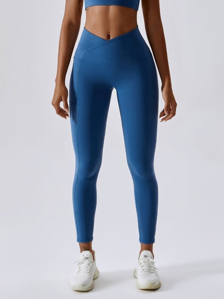 Legging Sport Ceinture V Push Up Poches Ultime Legging S Bleu 