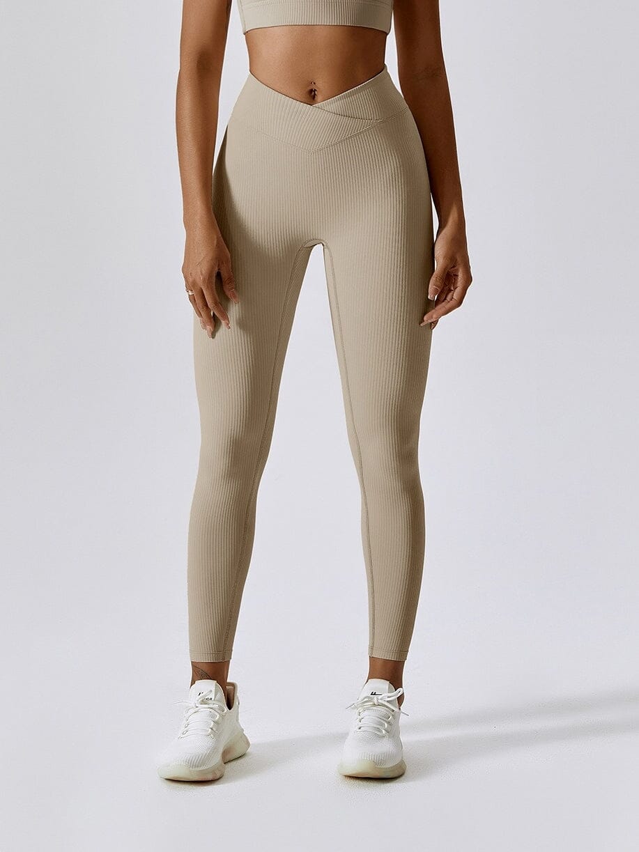 Legging Sport Côtelé Taille Croisée - Melissa Leggings Ultime Legging S Beige 