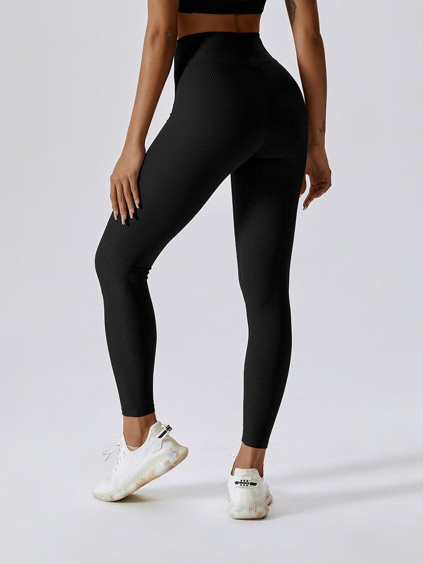 Legging Sport Côtelé Taille Croisée - Melissa Leggings Ultime Legging S Noir 