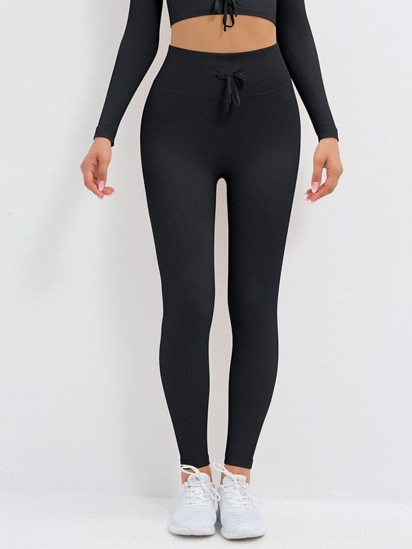 Legging Sport Côtelé Ultime Legging : Legging Femme | Vêtements de Sport S Noir 