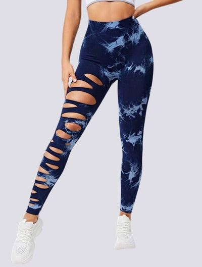 Legging femme de sport et yoga imprimé wax bleu - Taille Haute