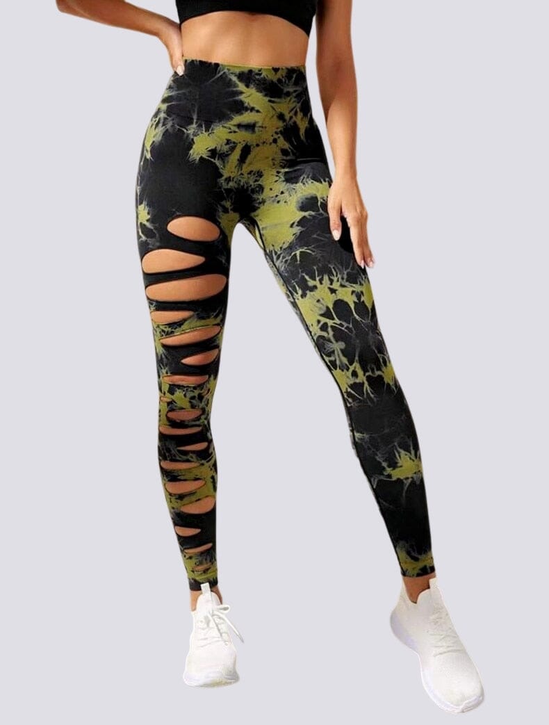 Legging Sport Destroy Push Up Sans Couture Leggings Ultime Legging XS Noir/Vert 