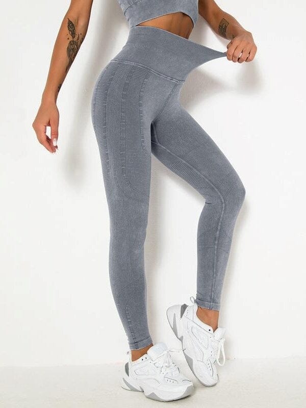 Legging Sport Effet Jean Leggings Ultime Legging : Legging Femme | Vêtements de Sport S Gris 