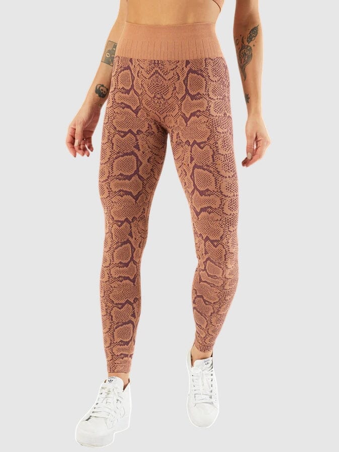 Legging Sport Imprimé Serpent Leggings Ultime Legging : Legging Femme | Vêtements de Sport S Marron 