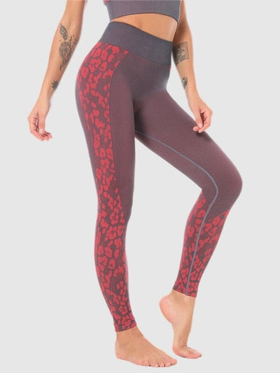 Legging Sport Léopard Sans Couture Ultime Legging : Legging Femme | Vêtements de Sport S Bordeaux 