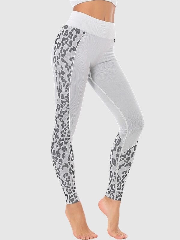 Legging Sport Léopard Sans Couture Ultime Legging : Legging Femme | Vêtements de Sport S Gris 