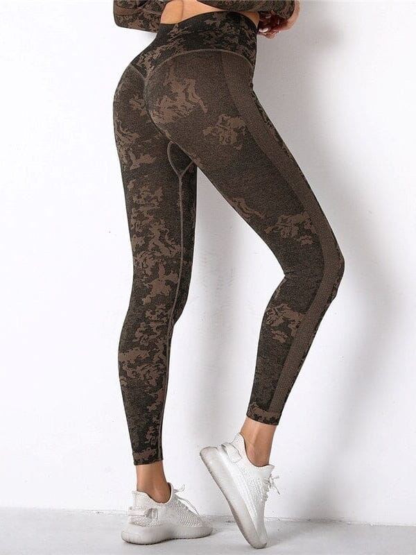 Legging Sport Militaire Camouflage Ultime Legging : Legging Femme | Vêtements de Sport S Marron 