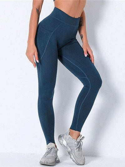 Legging Sport Poche Taille Haute Leggings Ultime Legging : Legging Femme | Vêtements de Sport XS Bleu 