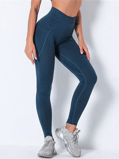 Legging Sport Poche Taille Haute Leggings Ultime Legging : Legging Femme | Vêtements de Sport XS Bleu 