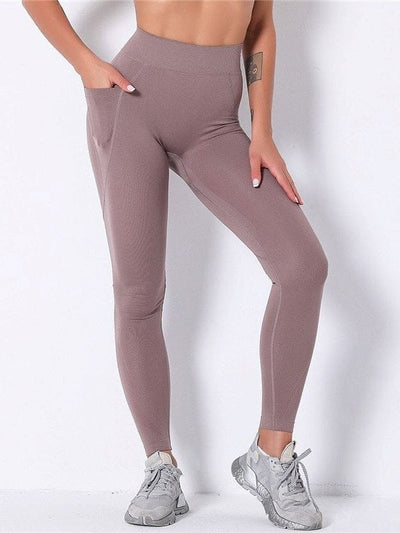 Legging Sport Poche Taille Haute Leggings Ultime Legging : Legging Femme | Vêtements de Sport XS Mauve 