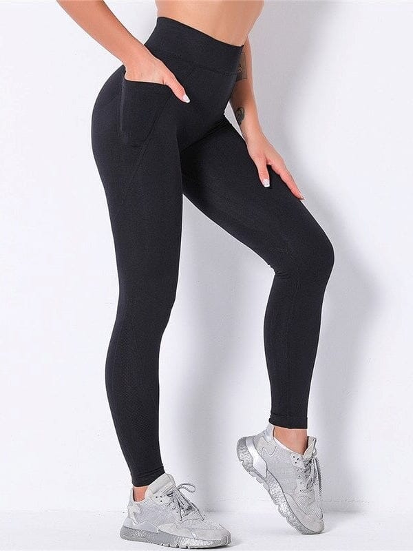 Legging Sport Poche Taille Haute Leggings Ultime Legging : Legging Femme | Vêtements de Sport XS Noir 