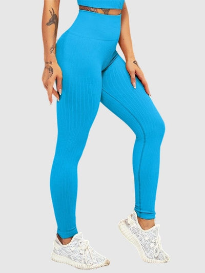 Legging Sport Sculptant Côtelé Leggings Ultime Legging : Legging Femme | Vêtements de Sport S Bleu ciel 